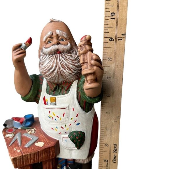 Workshop Santa Claus Painting‎ Toys Christmas Figurine Signed 10" Porcelain 1992 - Picture 6 of 7